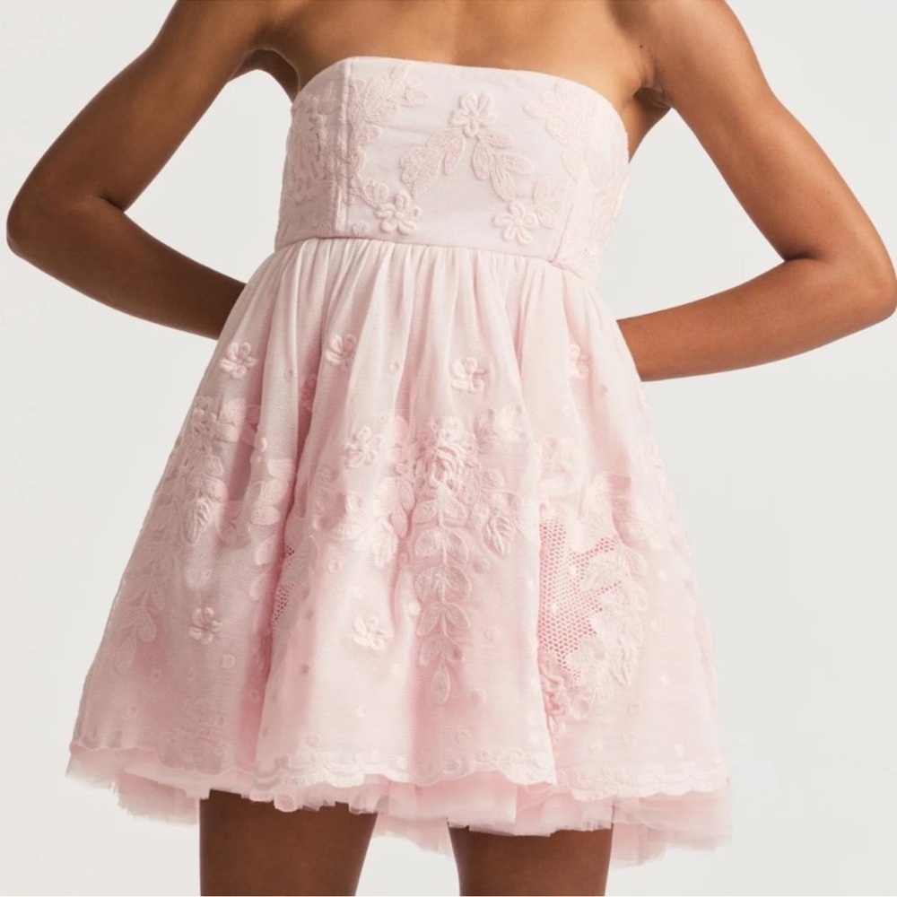 LoveShackFancy Pink Strapless Dress